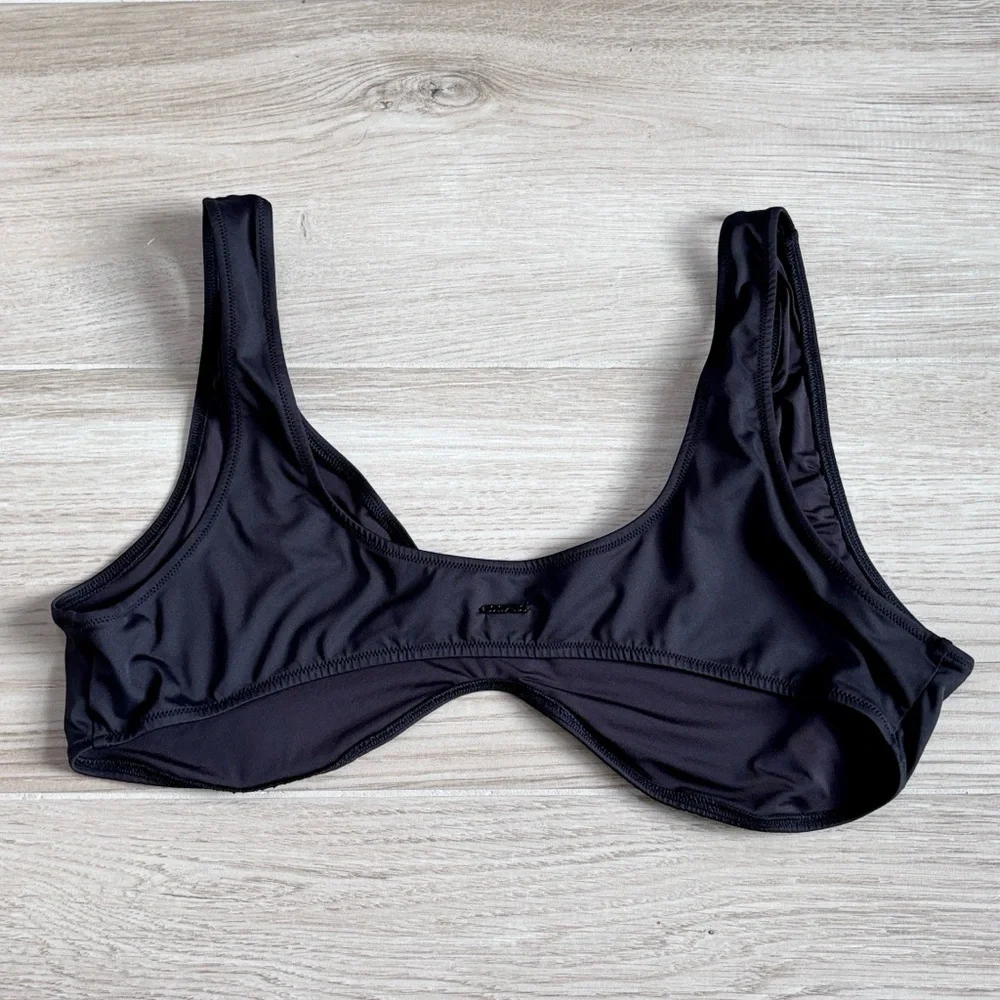 Skims Signature Swim Plunge Bikini Top Black Onyx Size 4X